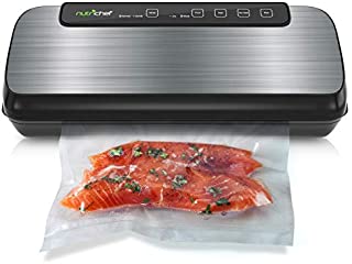 Vacuum Sealer By NutriChef | Automatic Vacuum Air Sealing System For Food Preservation w/ Starter Kit | Compact Design | Lab Tested | Dry & Moist Food Modes | Led Indicator Lights (Stainless Steel)