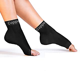 Copper Compression Recovery Foot Sleeves - Ankle and Plantar Fasciitis Support Socks. Guaranteed Highest Copper Planter Fasciitis Sock, Arch Support, Ankle Sleeve. Fit for Men and Women - 1 Pair