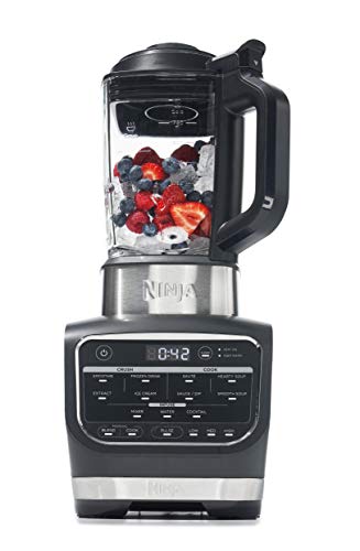 Ninja Foodi Cold & Hot Cook Hot Soups, Sauces and Dips Blender with 1400 Peak Watts to Crush Frozen Drinks & Smoothies Nonstick Glass Pitcher (HB152), 64 oz, Black