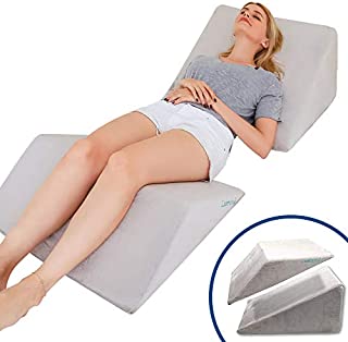 Lisenwood Foam Bed Wedge Pillow Set - Reading Pillow & Back Support Wedge Pillow for Sleeping - 2 Separated Sit Up Pillows for Bed - Angled Bed Pillow, Triangle Pillow for Back and Legs Support