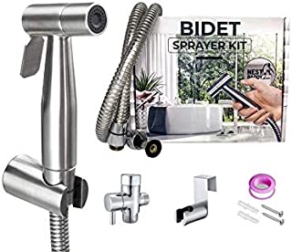 Handheld Bidet Sprayer for Toilet Stainless Steel Complete Bidet Set-Reduce toilet paper waste-Adjustable water Pressure Control-Baby Cloth Diaper Washing