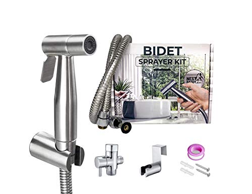 Handheld Bidet Sprayer for Toilet Stainless Steel Complete Bidet Set-Reduce toilet paper waste-Adjustable water Pressure Control-Baby Cloth Diaper Washing