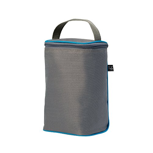 J.L. Childress Tall TwoCOOL, Breastmilk Cooler, Baby Bottle and Baby Food Bag, Insulated and Leak Proof, Ice Pack Included, Fits 2-4 Bottles, Grey/Teal