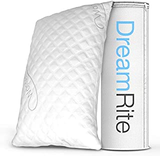 Dream Rite Shredded Hypoallergenic Memory Foam Pillow WonderSleep Series Luxury Adjustable Loft Home Pillow Hotel Collection Grade Washable Removable Cooling Bamboo Derived Rayon Cover- Queen 1 Pack