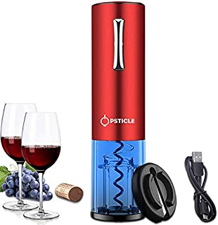 OPSTICLE Electric Wine Opener, Cordless Rechargeable Electric Wine Bottle Opener, Portable Compact Electric Corkscrew Wine Opener with Foil Cutter for Home and Bar