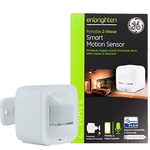 GE Enbrighten Z-Wave Plus Portable Smart Motion Sensor, Tabletop/Wall/Ceiling Mount, Battery or USB Powered, Works with Alexa, Google Assistant, ZWave Hub Required, 34193