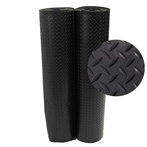 Rubber-Cal 03-206-W100-08 Diamond Plate Flooring Rolls, 1/8-Inch x 4 x 8-Feet, Black