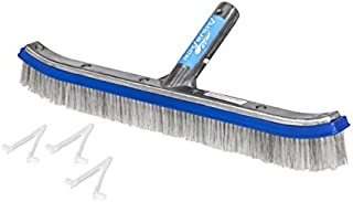 AquaAce Premium Combo Nylon and Stainless Steel Wire Bristle Pool Brush, Mixed Bristles for Extra Scrubbing Power, Three Extra V Clips, for Concrete or Gunite Pools, Not for Vinyl Pools