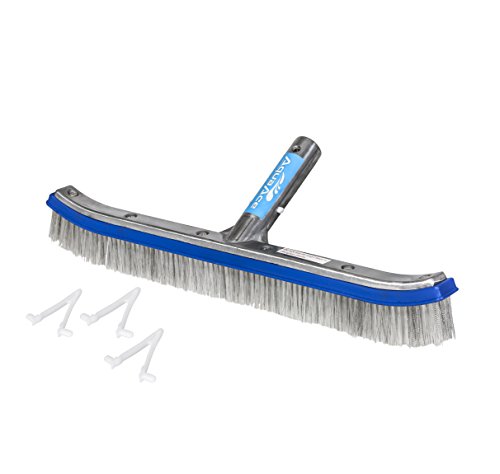 AquaAce Premium Combo Nylon and Stainless Steel Wire Bristle Pool Brush, Mixed Bristles for Extra Scrubbing Power, Three Extra V Clips, for Concrete or Gunite Pools, Not for Vinyl Pools