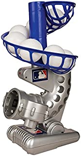 Franklin Sports MLB Electronic Baseball Pitching Machine  Height Adjustable  Ball Pitches Every 7 Seconds  Includes 6 Plastic Baseballs, Silver/Blue (6696S3)