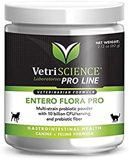 VetriScience Entero Flora Pro Powder - Multi-Strain Probiotic Supplement for Cats and Dogs - 60 Grams