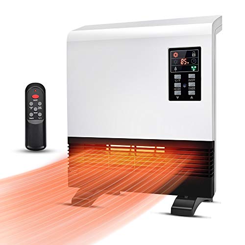 Electric Space Heater - 1500W Wall Mount Heater with Standing Base, with Thermostat, Energy Saving, Timer Function, 3 Modes, Quick Heat Room Heater, Electric Heater for Bathroom, Bedroom, Living Room