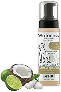 Wahl Pet Friendly Waterless No Rinse Shampoo for Animals  Oatmeal & Coconut Lime Verbena for Cleaning, Conditioning, Detangling & Moisturizing Dogs, Cats & Horses  7.1 Oz