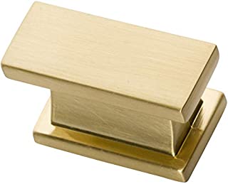 Southern Hills Satin Brass Cabinet Knobs - Rectangle - Pack of 5 - Brushed Brass Kitchen Cabinet Knobs - Cabinet Hardware Pulls - SHKM001-BRS-5