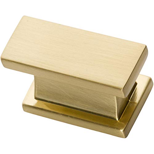 Southern Hills Satin Brass Cabinet Knobs - Rectangle - Pack of 5 - Brushed Brass Kitchen Cabinet Knobs - Cabinet Hardware Pulls - SHKM001-BRS-5