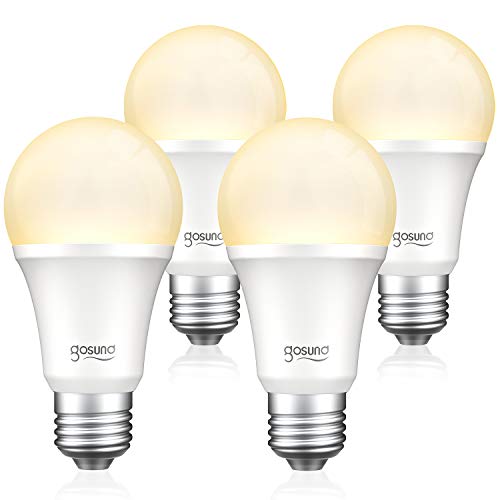 Smart Alexa Light Bulb 75W Equivalent E26 8W Upgraded Gosund Led WiFi Bulb A19 Dimmable Works with Amazon Echo Google Home, 2.4Ghz WiFi Only, No Hub Required Warm White 4 Pack