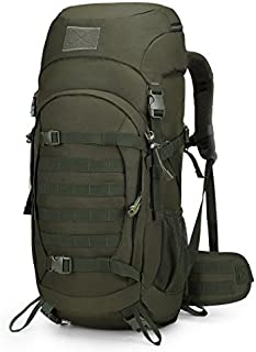 Mardingtop 50L Hiking Backpack Molle Internal Frame Backpacks with Rain Cover for Tactical Military Camping Hiking Trekking Traveling (Army Green-50L)