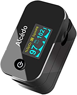 Alcedo Pulse Oximeter Fingertip | Blood Oxygen Saturation Level (SpO2) and Heart Rate Monitor | Dual Color OLED Display | Portable Carry Case, Lanyard, Batteries