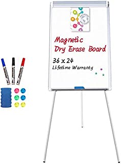 maxtek Easel White Board - Magnetic Tripod Whiteboard Portable Dry Erase Board 36x24 inches Flipchart Easel Board Height Adjustable, Stand White Board