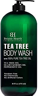 BOTANIC HEARTH Tea Tree Body Wash, Helps with Nails, Athletes Foot, Ringworms, Jock Itch, Acne, Eczema & Body Odor, Soothes Itching & Promotes Healthy Skin and Feet, Naturally Scented, 16 fl oz