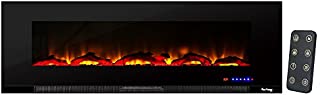 e-Flame USA Livingston 60-inch Wall Mount LED Electric Fireplace Stove with Timer - 3-D Log and Fire Effect