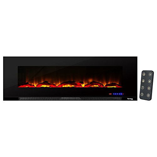 e-Flame USA Livingston 60-inch Wall Mount LED Electric Fireplace Stove with Timer - 3-D Log and Fire Effect