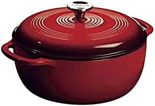 Lodge 6 Quart Enameled Cast Iron Dutch Oven. Classic Red Enamel Dutch Oven (Island Spice Red)