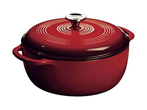 Lodge 6 Quart Enameled Cast Iron Dutch Oven. Classic Red Enamel Dutch Oven (Island Spice Red)