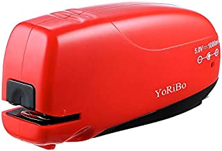 YoRiBo Electric Stapler, Portable Auto-Work USB Cable Powered Electric Stapler with Staple Remover, Best for Office School Home, 12 Sheets Capacity (Red)