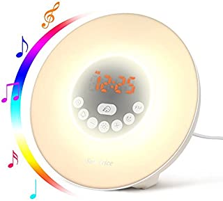 Suntrue - Sunrise Alarm Clock for Heavy Sleepers with 6 Nature Sounds, FM Radio, Snooze Function, Touch Control, Brightness Adjustable for Kids