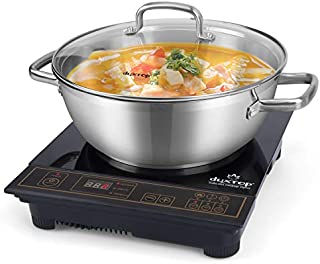 Duxtop 8100MC 1800W Portable Induction Cooktop, Countertop Burner Included 5.7 Quarts Professional Stainless Steel Cooking Pot with lid with Heavy Impact-bonded Bottom