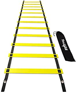 Yes4All Agility Ladder  Speed Agility Training Ladder with Carry Bag  12 Rung (Yellow)