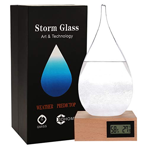 GM GMISS Storm Glass Weatherman, Stylish and Creative Desktop Weather Forecaster with Wooden Base, Small Weather Station for Home and Office (XXXL)