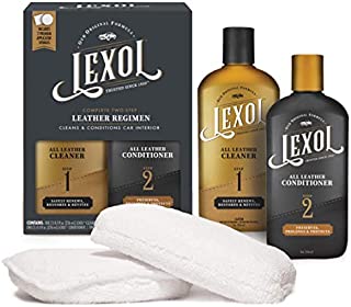 Lexol Conditioner Cleaner Kit, Use on Car Leather, Furniture, Shoes, Bags, and Accessories, Quick & Easy Step Regimen, 8 oz Bottles, Includes Two Application Sponges