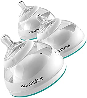 nanobebe Breastmilk Baby Bottles for Breastfed Babies, Breastfeeding Newborn Breast Like, Anti Colic, Easy Latch, Preserves Breast Milk nutrients 3pk (Award Winning Innovation), Teal