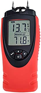 Moisture Meter by ennoLogic - Digital LCD Pin Type 7 Material Settings - Use for Wood Cement Mortar Brick Drywall Carpet - Backlight Hold Max Min Air Temperature and Holster - eH710T