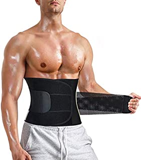 MOLUTAN Men Waist Trainer Trimmer for Weight Loss Tummy Control Compression Shapewear Body Shaper Sweat Belt (Black, Medium)