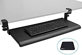 ErgoActive Extra Wide Under Desk Keyboard Tray with Clamp On Easy Installation, No Screws into Desk, Sliding Drawer, Fits Full Size Keyboard and Mouse - Perfect for Office, Home, School (Wide Tray)