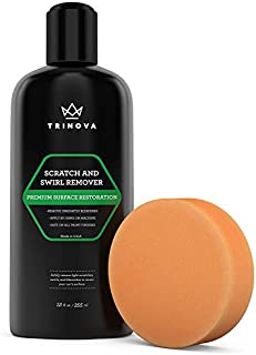 TriNova Scratch Swirl remover - best abrasive compound car paint restoration. Kit includes buffer pad removal polish in a complete system. Ultimate Solution clear coat care. 12oz