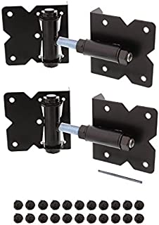 7Penn Self-Closing Black Gate Hinge 2-Pack with Installation Screws and Swing Adjuster Tool  Outdoor Vinyl/Wood Fence