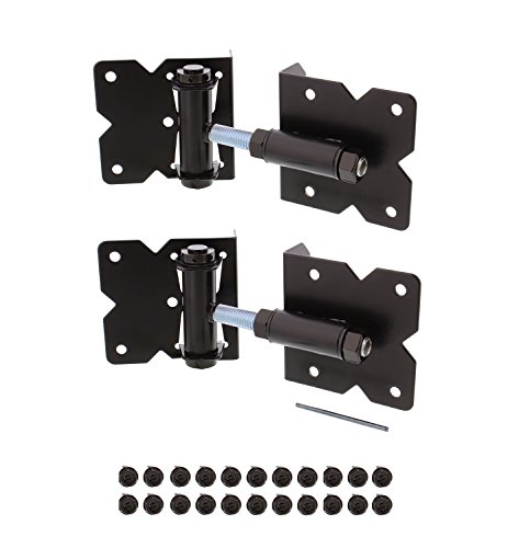 7Penn Self-Closing Black Gate Hinge 2-Pack with Installation Screws and Swing Adjuster Tool  Outdoor Vinyl/Wood Fence