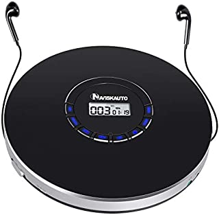 Rechargeable Portable CD Player, Small CD Player for Car, Compact Personal CD Player with LED Backlit Display, 12 Hours Playing Time, Anti-Skip, Shockproof and 3.5mm AUX Cable