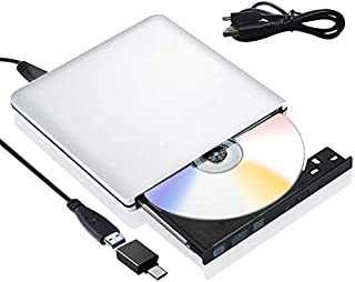 External Blu Ray CD DVD Drive 3D, USB 3.0 and Type USB C Bluray DVD CD RW Row Burner Player Compatible for MacBook OS Windows 7 8 10 PC iMac