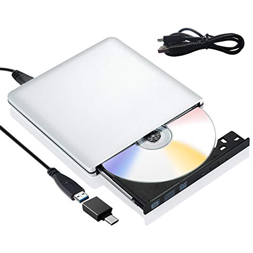 External Blu Ray CD DVD Drive 3D, USB 3.0 and Type USB C Bluray DVD CD RW Row Burner Player Compatible for MacBook OS Windows 7 8 10 PC iMac