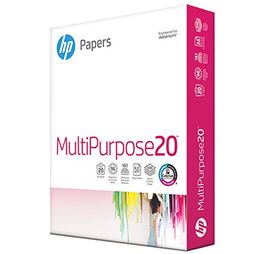 HP Paper Printer 8.5x11 MultiPurpose 20 lb 1 Ream 500 Sheets 96 Bright Made in USA FSC Certified Copy Paper HP Compatible 212000R, White, 212500