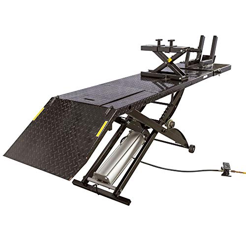 Black Widow BW-1000A-XL Extra-Long Motorcycle Lift Table with Center Jack