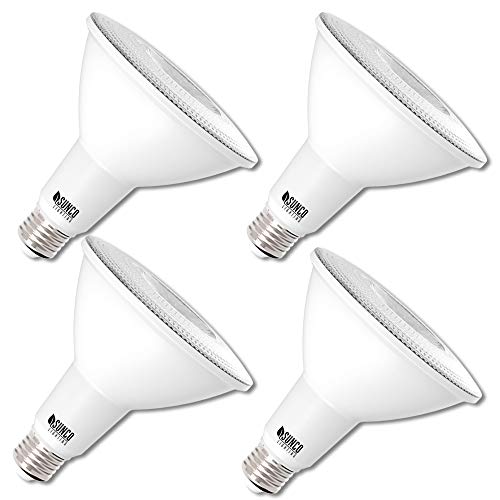 Sunco Lighting 4 Pack PAR38 LED Bulb 13W=100W, 5000K Daylight, 1050 LM, Dimmable Flood Light, Indoor/Outdoor, Accent, Highlight - UL & Energy Star Listed