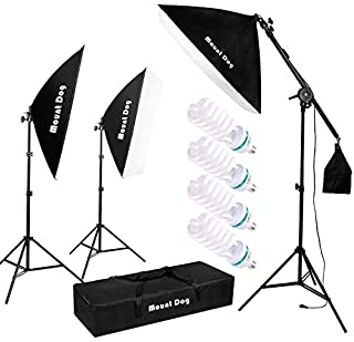 MOUNTDOG 1350W Photography Studio Softbox Lighting Kit Continuous Lighting System Photo with 4pcs E27 Bulbs Arm Holder Photo Video Soft Box Lighting Set for YouTube Filming Portrait Shooting