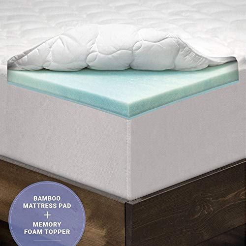 eLuxurySupply 3 Inch Pillow Top Memory Foam Mattress Topper King - Dual Layer Bamboo Mattress Pad Made in The USA