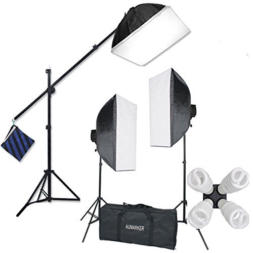 StudioFX H9004SB2 2400 Watt Large Photography Softbox Continuous Photo Lighting Kit 16